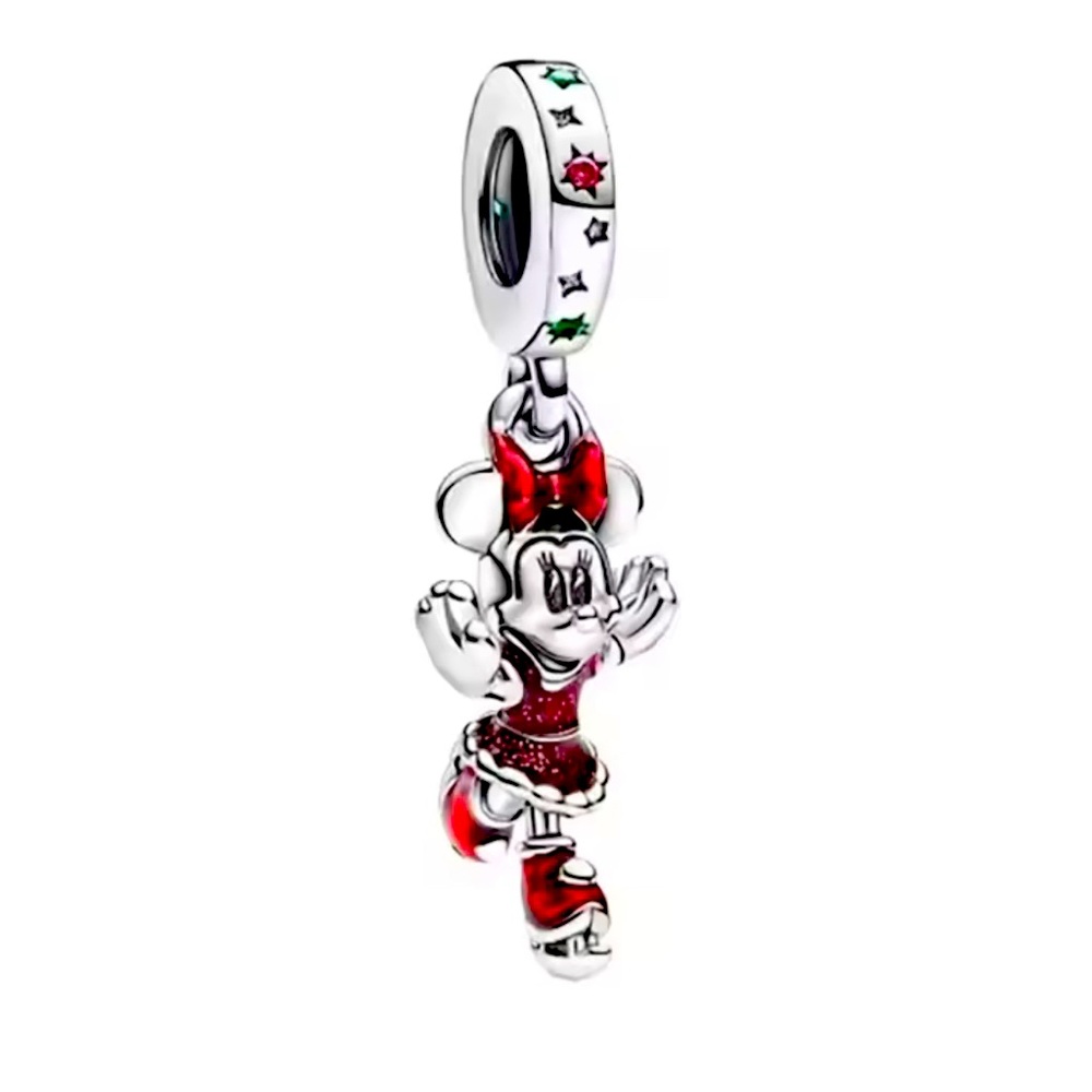 Minnie Mouse Ice Skating Dangle Charm S925